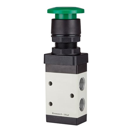 RIEGLER 3/2-Wegeventil manuell Pilztaster grün