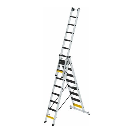MUNK Stufen-Mehrzweckleiter 3-teilig mit nivello®-Traverse und clip-step R13