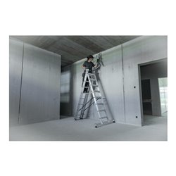 MUNK Stufen-Mehrzweckleiter 3-teilig mit nivello®-Traverse und clip-step R13