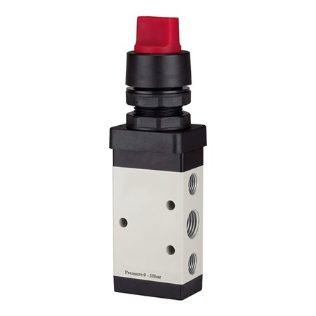 RIEGLER 5/2-Wegeventil manuell Drehhebel rot