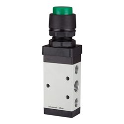 RIEGLER 5/2-Wegeventil manuell Druckknopf grün