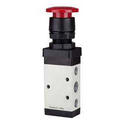 RIEGLER 5/2-Wegeventil manuell Pilztaster rot