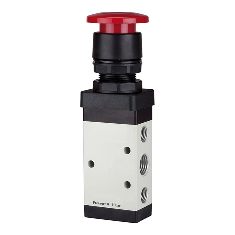 RIEGLER 5/2-Wegeventil manuell Pilztaster rot