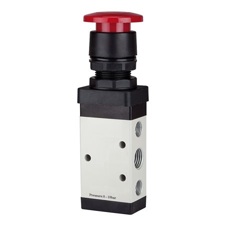 RIEGLER 5/2-Wegeventil manuell Pilztaster rot