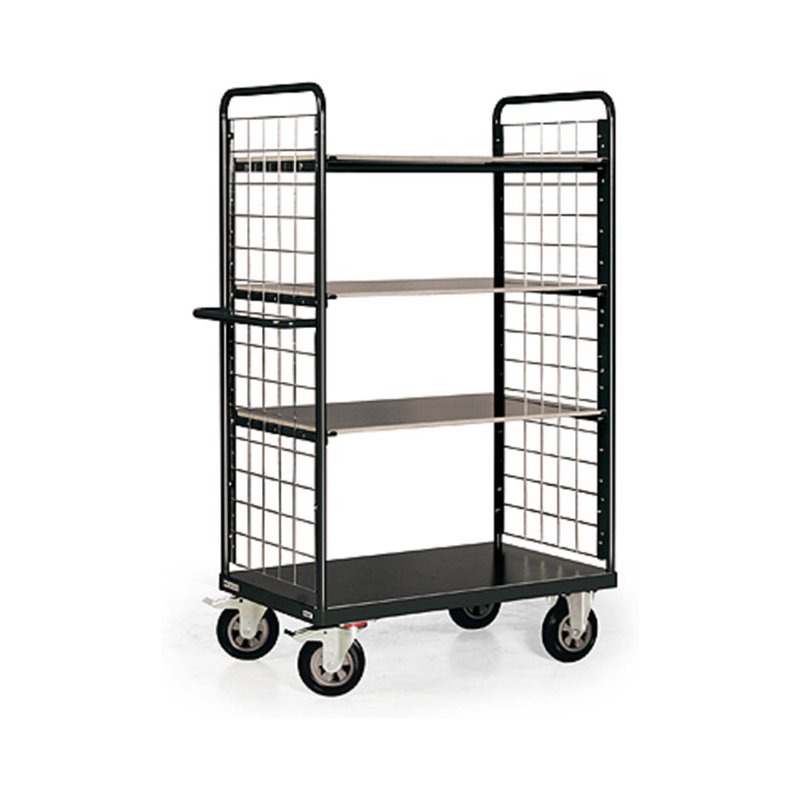 STIER Gitterwand-Etagenwagen Premium 4 Ladeflächen großer Abstand