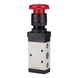 RIEGLER 5/2-Wegeventil manuell Pilztaster mit Notrastung