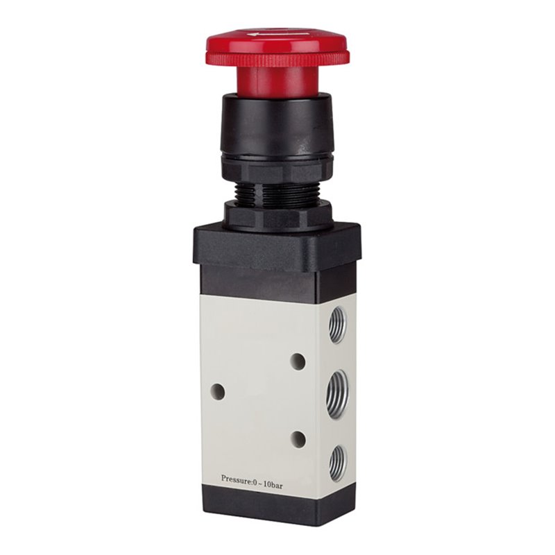 RIEGLER 5/2-Wegeventil manuell Pilztaster mit Notrastung