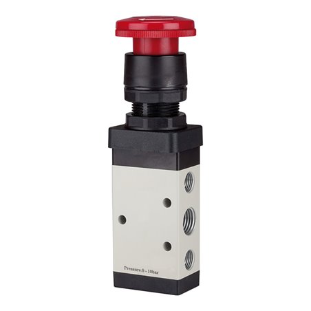 RIEGLER 5/2-Wegeventil manuell Pilztaster mit Notrastung