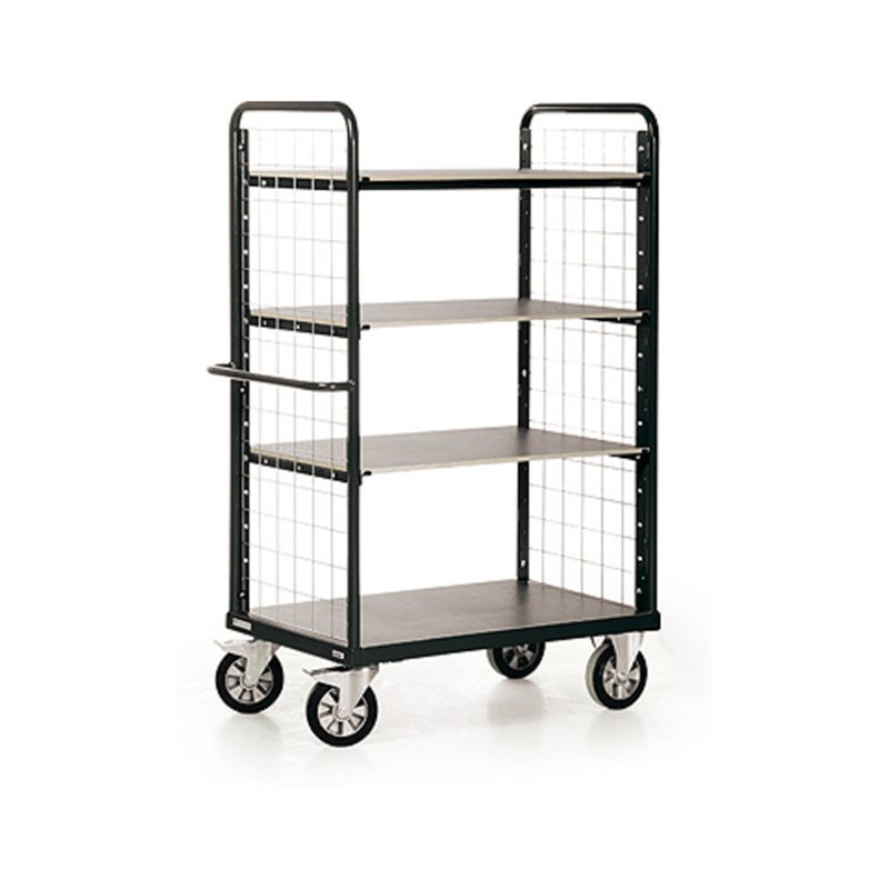 STIER Schwerlast Gitterwand-Etagenwagen Premium 4 Ladeflächen