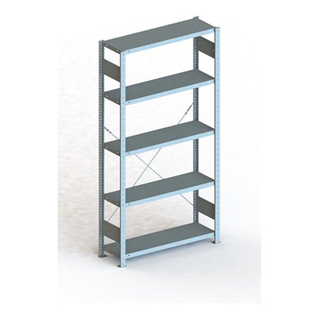 Meta Steckregal Grundregal CLIP 150 S3 GR 5 Böden,verzinkt zerlegte Rahmen