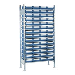 Steckregal H2000xB1000 Anbauregal 14 Stahlböden mit 56 mittleren Regalkästen