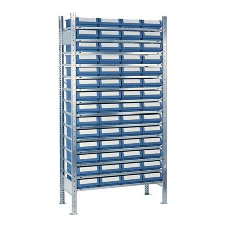 Steckregal H2000xB1000 Anbauregal 14 Stahlböden mit 56 mittleren Regalkästen