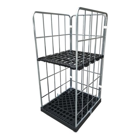 STIER Rollbehälter 3-seitig galvanisch verzinkt 2 Kunststoff-Platten