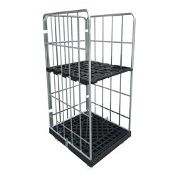 STIER Rollbehälter 3-seitig galvanisch verzinkt 2 Kunststoff-Platten