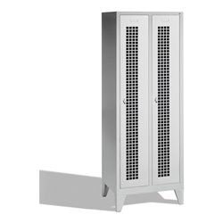 C+P Umkleidespind Classic auf Füßen 2 Abteile Front Lichtgrau Korpus Lichtgrau