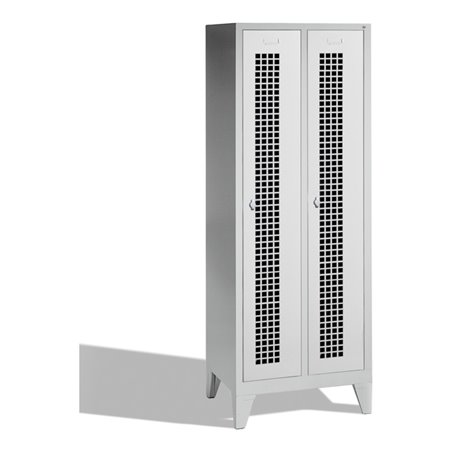 C+P Umkleidespind Classic auf Füßen 2 Abteile Front Lichtgrau Korpus Lichtgrau