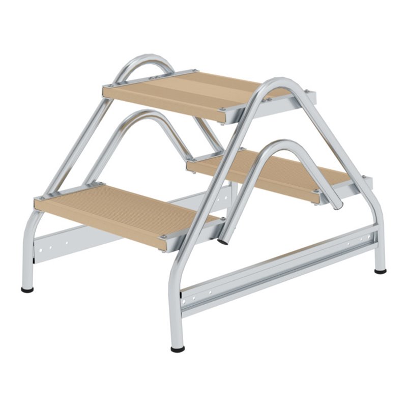 MUNK Aluminium-Arbeitspodest beidseitig begehbar: Holz