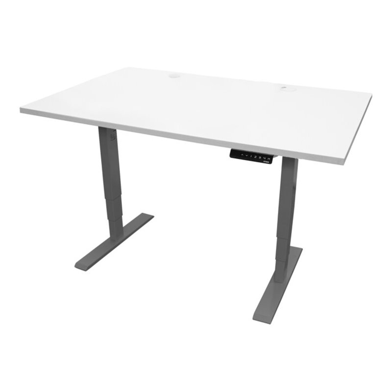 STIER Elektrisch höhenverstellbarer Schreibtisch THA  weiß/silber