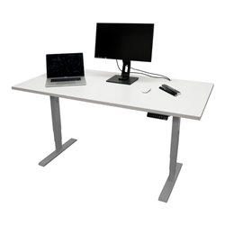 STIER Elektrisch höhenverstellbarer Schreibtisch THA  weiß/silber