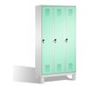 C+P Umkleidespind Evolo auf Füßen 3 Abteile Front Lichtgrün Korpus Lichtgrau