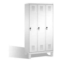 C+P Umkleidespind Evolo auf Füßen 3 Abteile Front Lichtgrau Korpus Lichtgrau