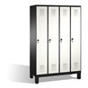 C+P Umkleidespind Evolo auf Füßen 4 Abteile Front Reinweiß Korpus Schwarzgrau