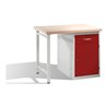 C+P Werkbank mit Multiplexplatte und 1 Standschrank Front Rubinrot Korpus Lichtgrau