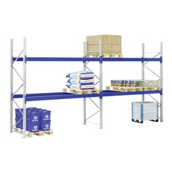 Bito Paletten-Komplettregal-Set P2 mit 2 Ebenen 800 kg, unmontiert enzianblau 1100 mm 4800 kg 2400 kg