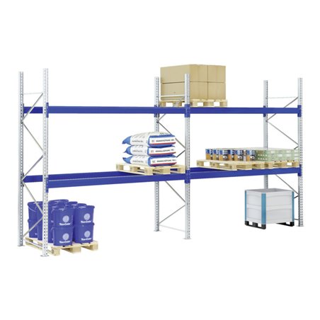 Bito Paletten-Komplettregal-Set P2 mit 2 Ebenen 800 kg, unmontiert enzianblau 1100 mm 4800 kg 2400 kg