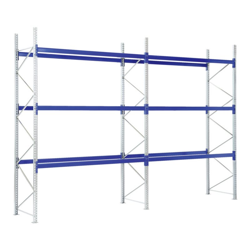 Bito Paletten-Komplettregal-Set P2 mit 3 Ebenen 1000 kg, unmontiert enzianblau 1100 mm 3000 kg