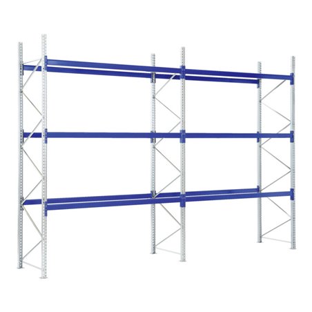 Bito Paletten-Komplettregal-Set P2 mit 3 Ebenen 1000 kg, unmontiert enzianblau 1100 mm 3000 kg