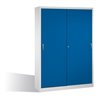 C+P Werkzeugschrank mit Schiebetüren innen 2 x 4 Böden Front Enzianblau Korpus Lichtgrau