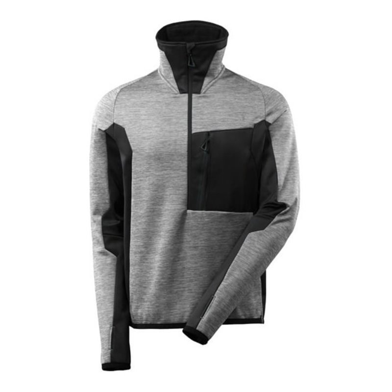 Mascot Fleecepullover mit kurzem Reißverschluss Microfleecejacke grau-meliert/schwarz