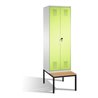 C+P Doppelspind Evolo mit Sitzbank 2 Abteile Front Viridingrün Korpus Lichtgrau