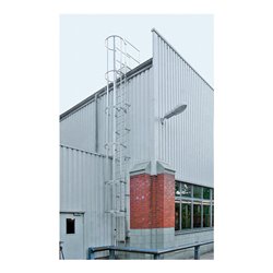 MUNK Mehrzügige Steigleitern mit Rückenschutz Aluminium eloxiert