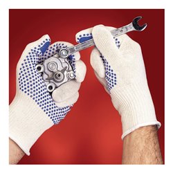 Ansell Baumwollhandschuhe Tiger Paw 76-301 mit Polyester mit Noppen weiß