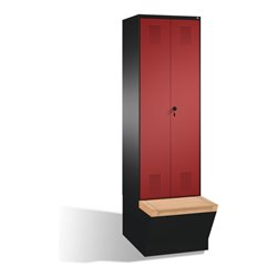 C+P Doppelspind Evolo mit Sitzbox 2 Abteile Front Rubinrot Korpus Schwarzgrau