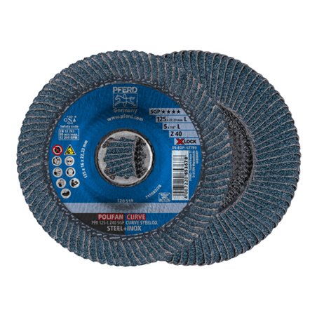 PFERD TOOLS POLIFAN-Fächerscheibe PFR 115-L Z40 SGP CURVE STEELOX/X-LOCK 40