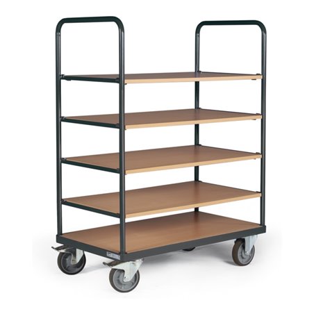 STIER Etagenwagen, Traglast 500 kg, 5 Ladeflächen, Höhe 1460 mm