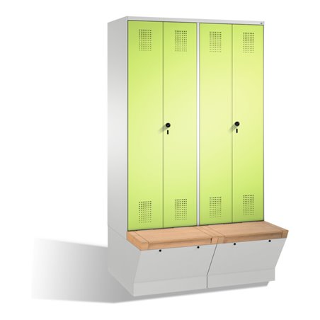 C+P Doppelspind Evolo mit Sitzbox 4 Abteile Front Viridingrün Korpus Lichtgrau