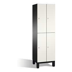 C+P Doppelstockspind Cambio auf Füßen 4 Fächer Front Reinweiß Korpus Schwarzgrau