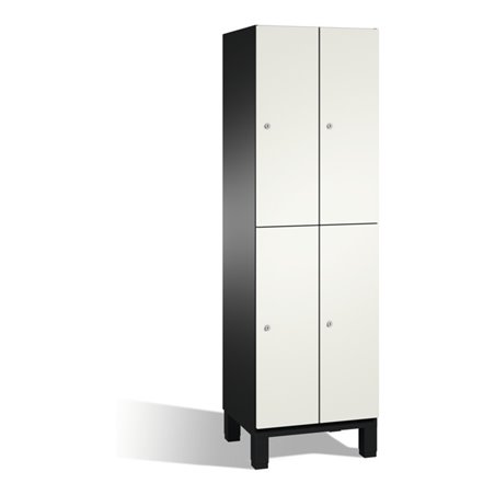 C+P Doppelstockspind Cambio auf Füßen 4 Fächer Front Reinweiß Korpus Schwarzgrau
