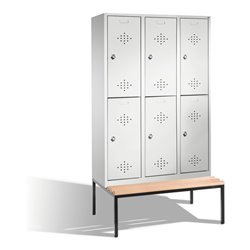 C+P Doppelstockspind Classic mit Sitzbank 6 Fächer Front Lichtgrau Korpus Lichtgrau