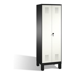 C+P Doppelspind Evolo auf Füßen 2 Abteile Front Reinweiß Korpus Schwarzgrau