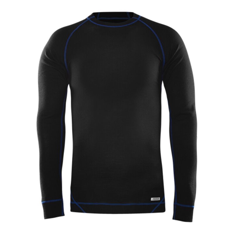 Fristads T-Shirt aus Wolle Langarm 7517 MW Schwarz (Herren)