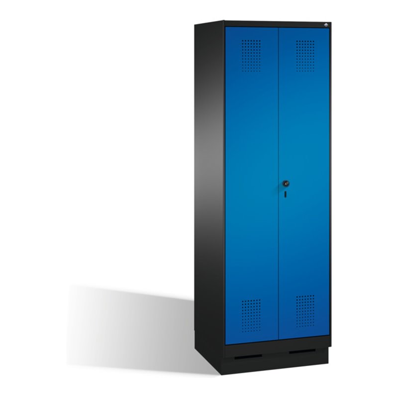 C+P Doppelspind Evolo auf Sockel 2 Abteile Front Enzianblau Korpus Schwarzgrau