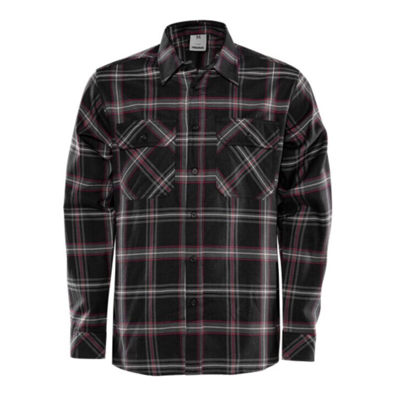 Fristads Flanellhemd Langarm 7421 MSF Schwarz (Herren)