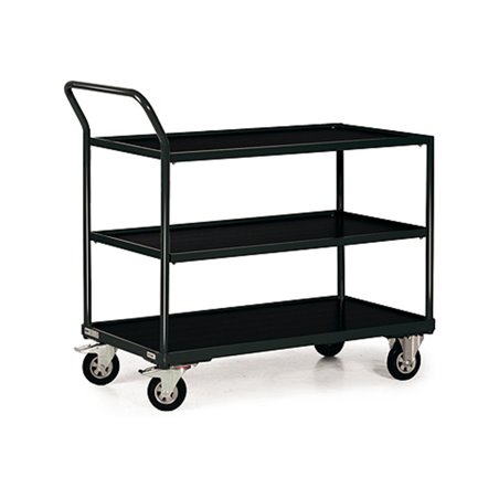 STIER Tischwagen mit 3 Ladeflächen + Schiebebügel schräg