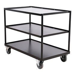 STIER Tischwagen mit 3 Ladeflächen + Schiebebügel schräg