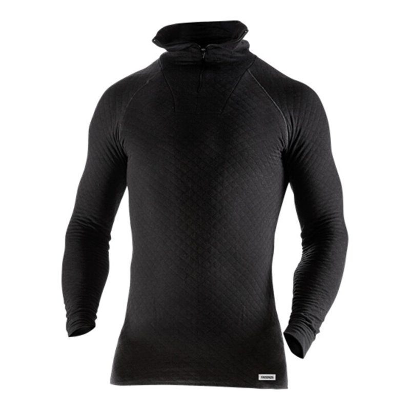 Fristads Zipper-T-Shirt Langarm 742 PC Schwarz (Herren)